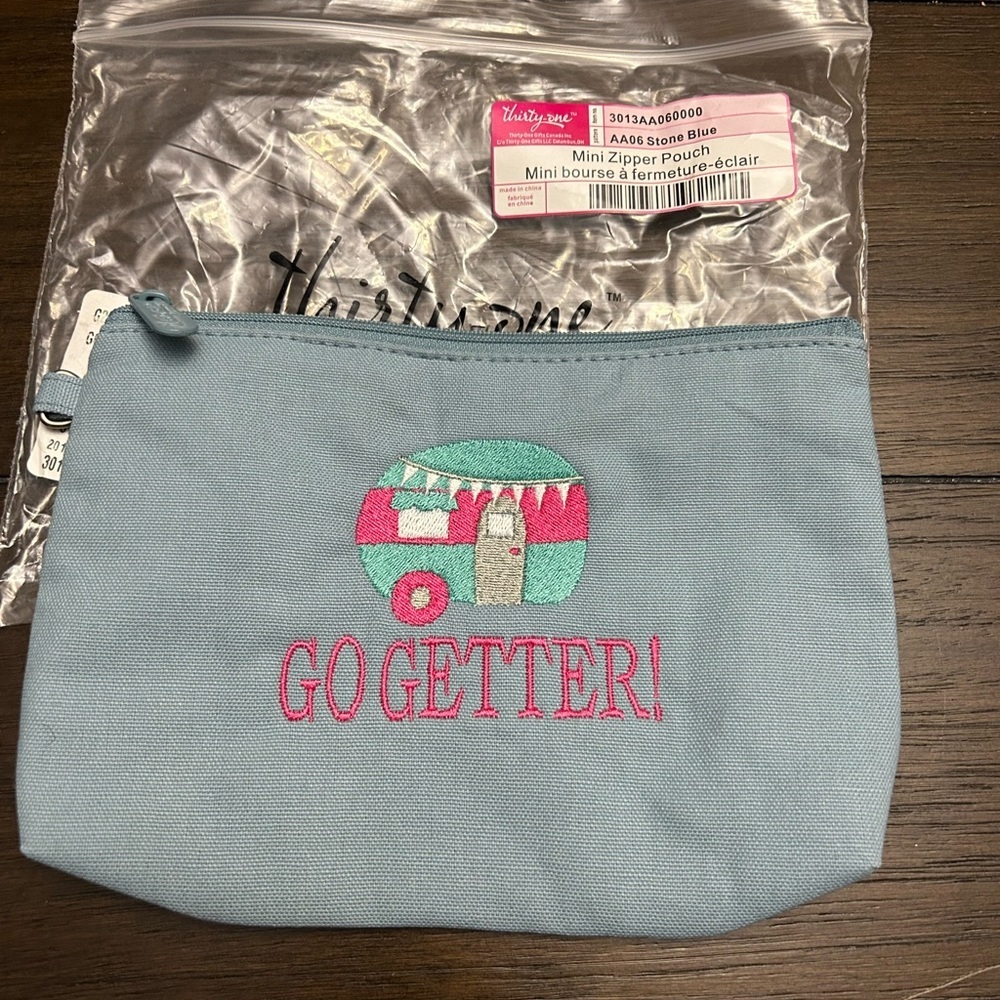 Thirty-One Mini Zipper Pouch - Blue